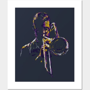 abstract jazz trumpet player colorful Posters and Art